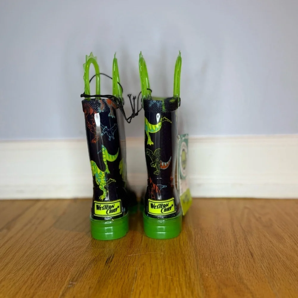 Western Chief Kids Dinosaur Light Up Rain Boots